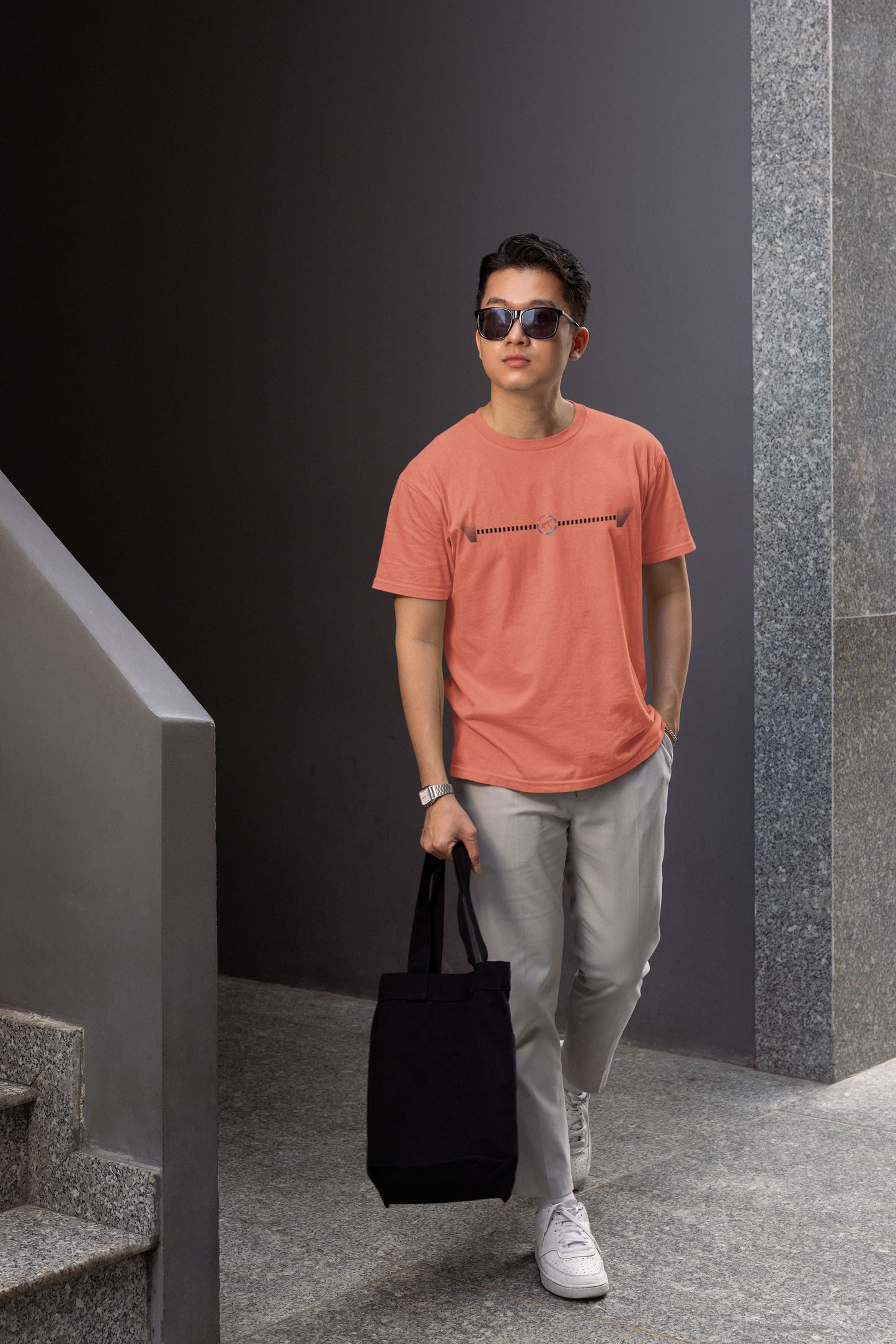 Regular Men T-Shirts Swag Dotted Line