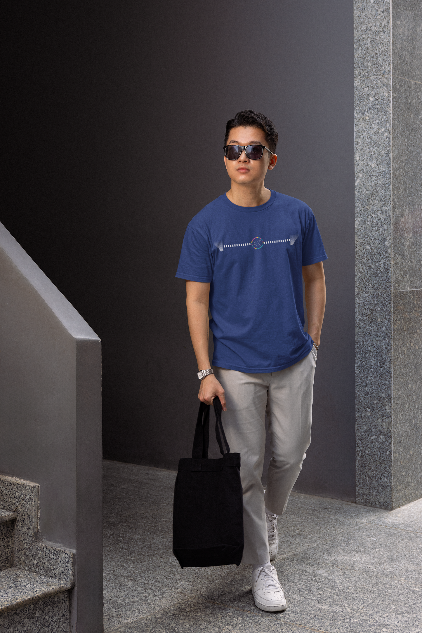 Regular Men T-Shirts Swag Dotted Line