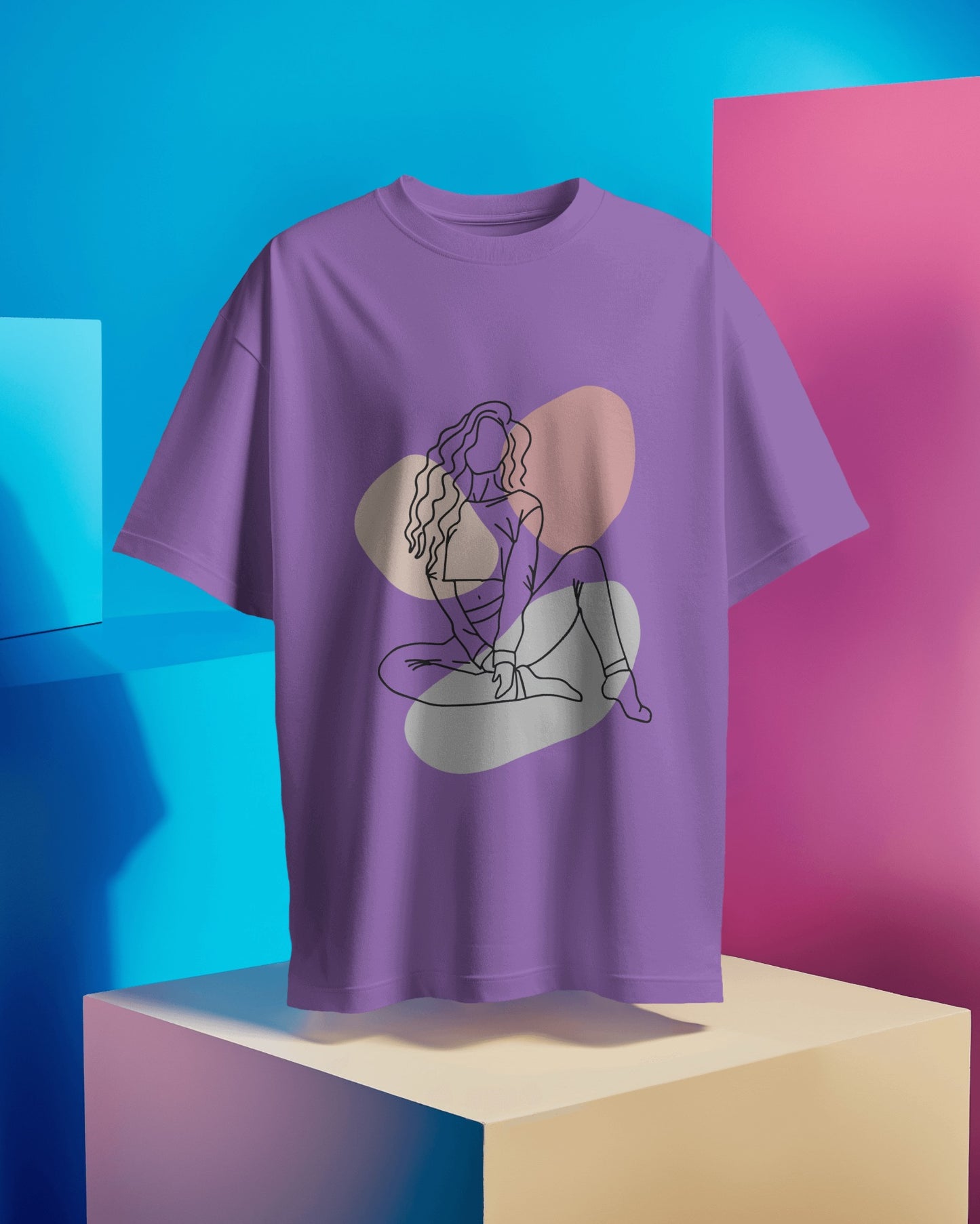 Oversized Women T-Shirts Sketch Woman