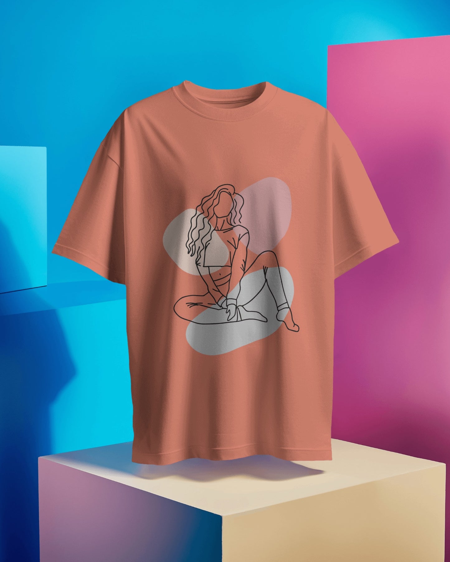 Oversized Women T-Shirts Sketch Woman