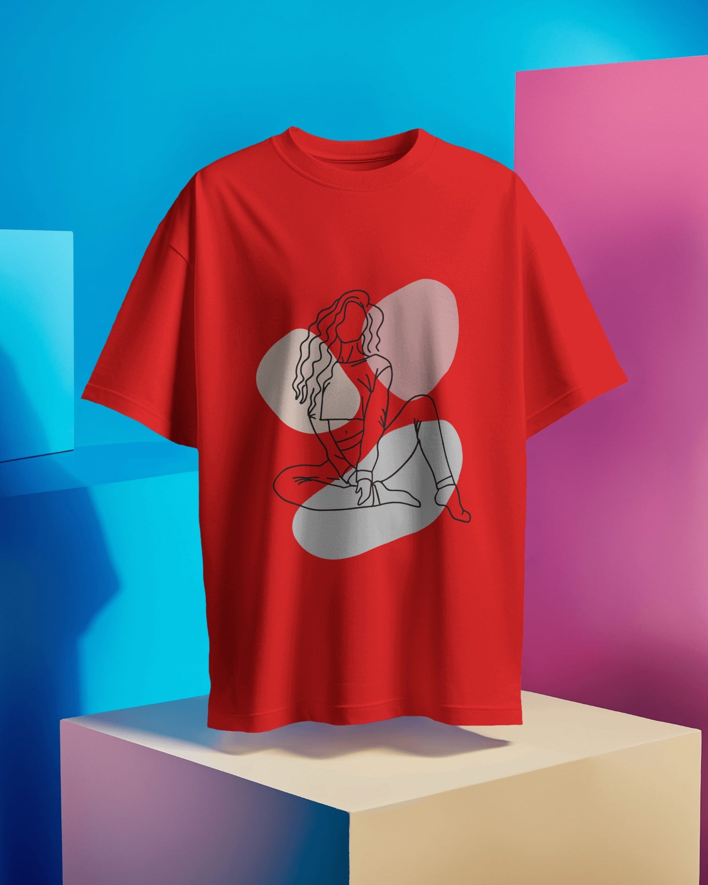 Oversized Women T-Shirts Sketch Woman