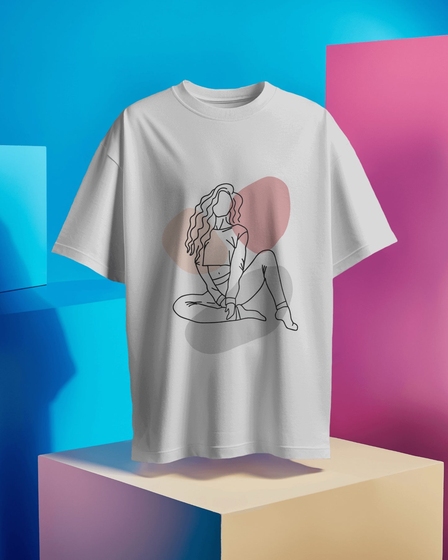 Oversized Women T-Shirts Sketch Woman