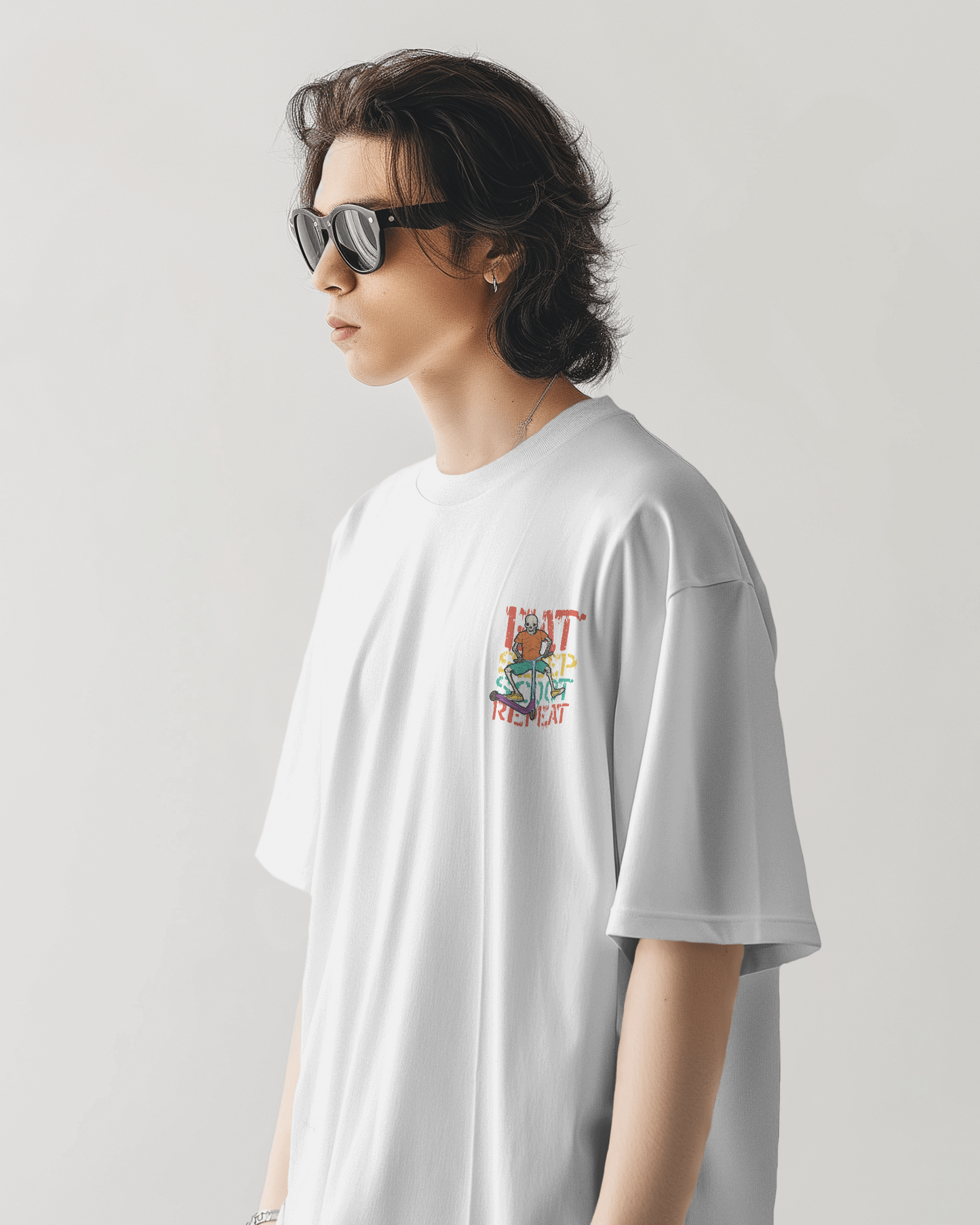 Oversized Men T-Shirts Eat Sleep Scoot Repeat