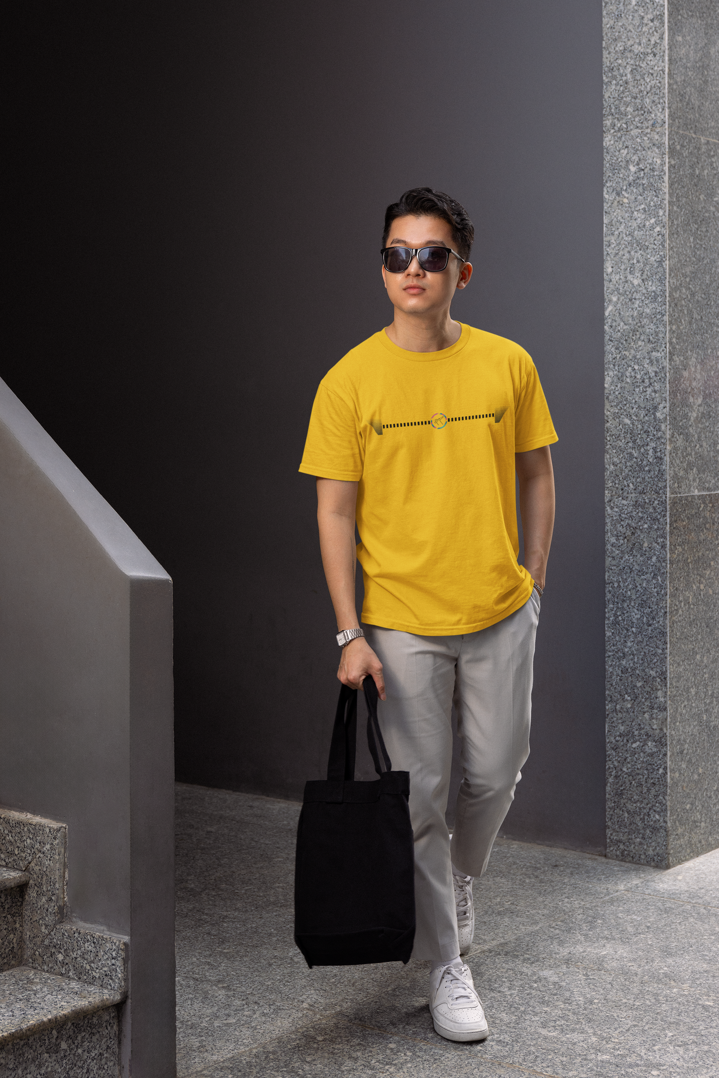Regular Men T-Shirts Swag Dotted Line