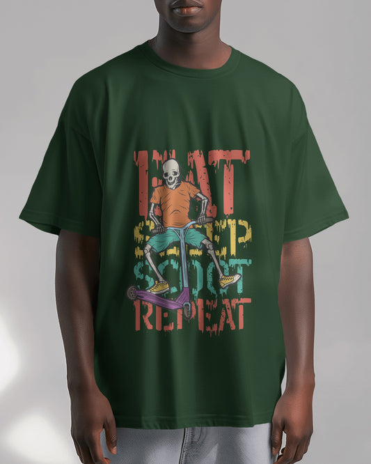 Oversized Men T-Shirts Eat Sleep Scoot Repeat