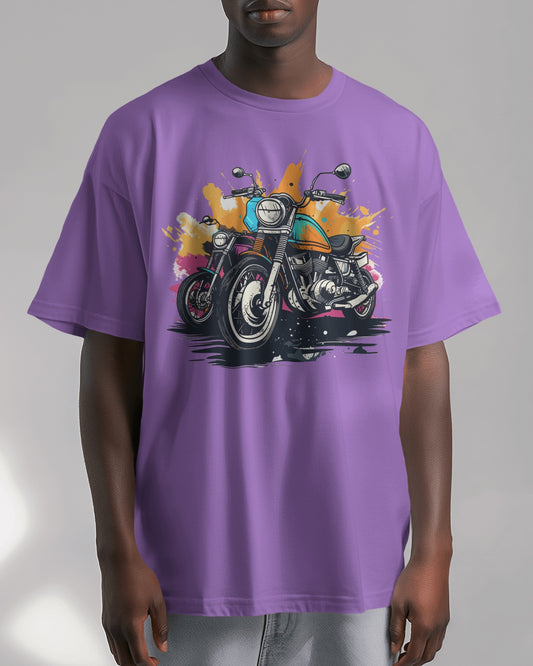Oversized Men T-Shirts Dirt Bike Cartoon