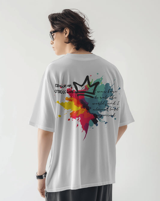 Oversized Men T-Shirts Crown On Stress Gone