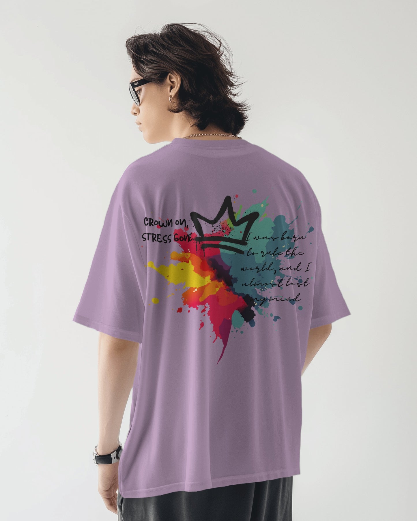 Oversized Men T-Shirts Crown On Stress Gone