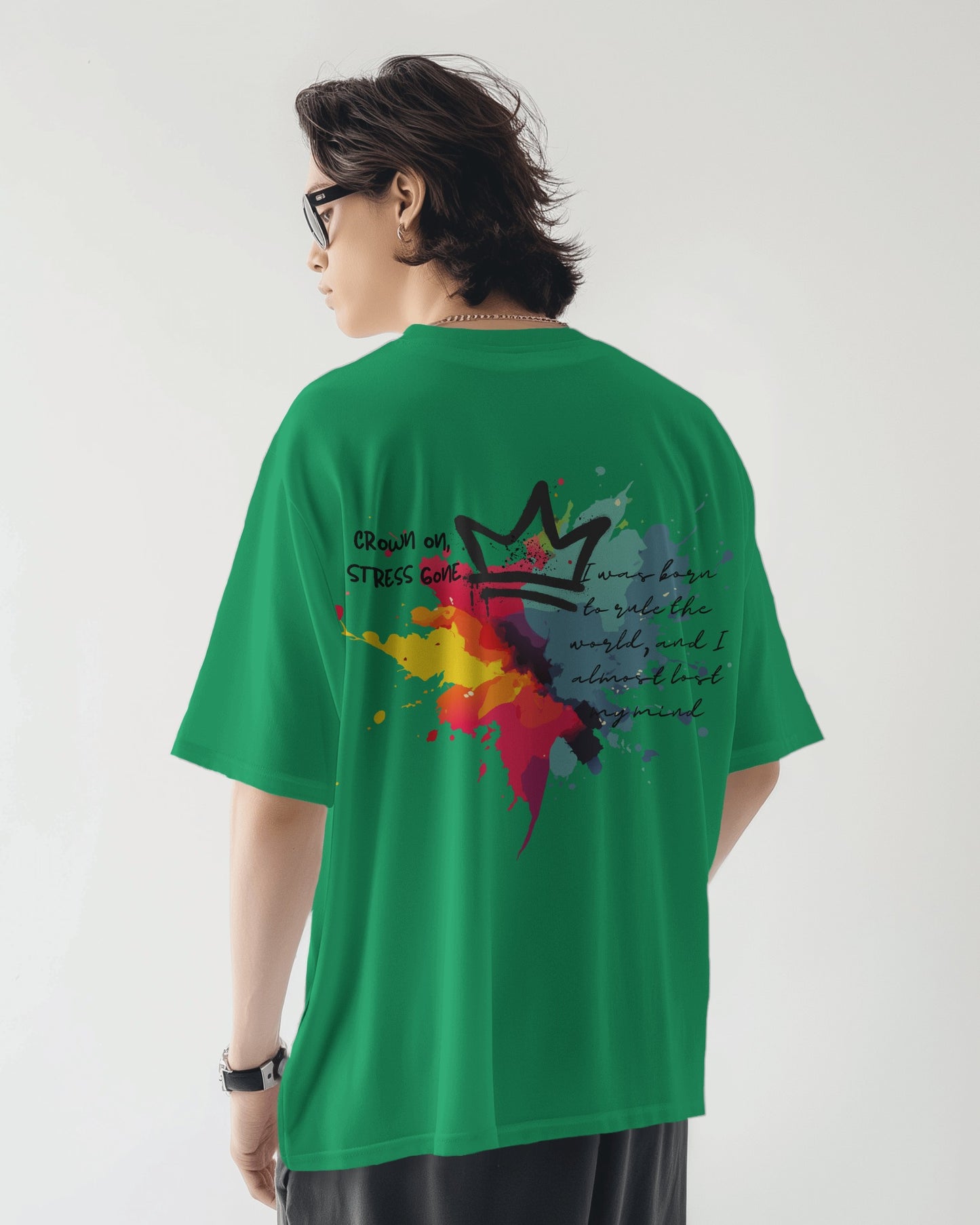 Oversized Men T-Shirts Crown On Stress Gone