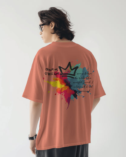 Oversized Men T-Shirts Crown On Stress Gone