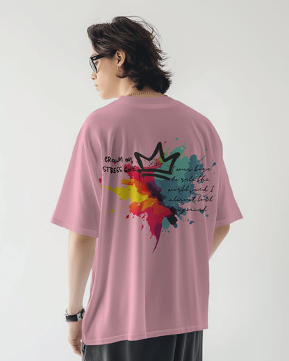 Oversized Men T-Shirts Crown On Stress Gone