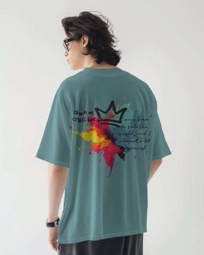 Oversized Men T-Shirts Crown On Stress Gone