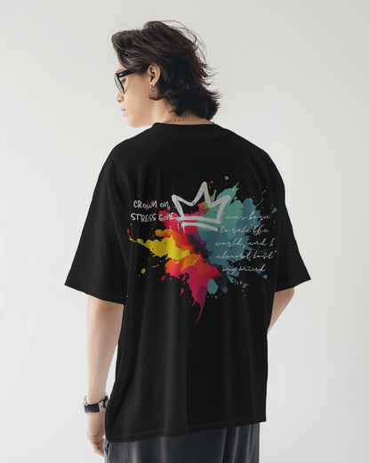 Oversized Men T-Shirts Crown On Stress Gone