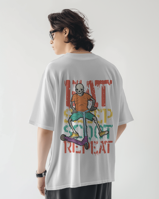 Oversized Men T-Shirts Eat Sleep Scoot Repeat