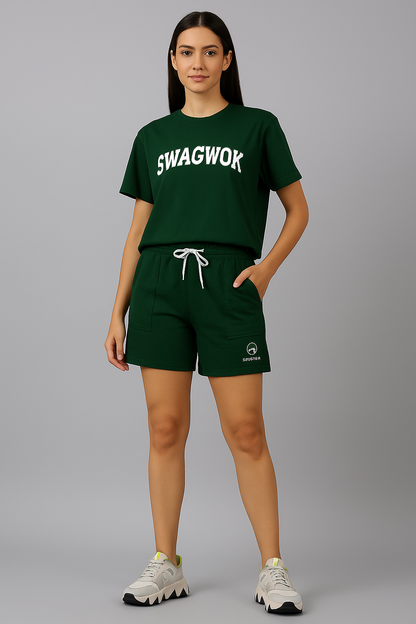 Women's Cotton Trendy Shorts Dark Green