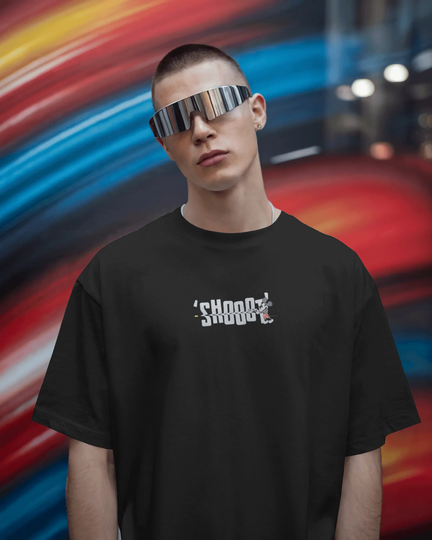 Oversized T-Shirts Shooot Black HD Printing