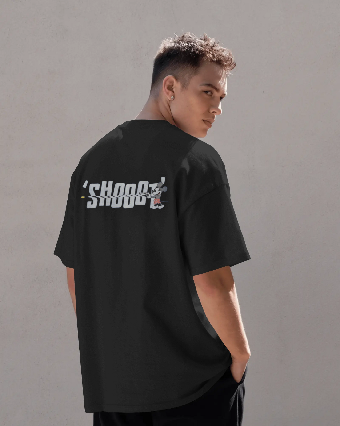 Oversized T-Shirts Shooot Black HD Printing