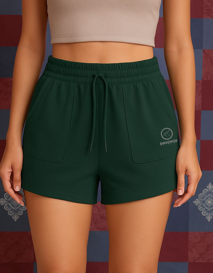 Women's Cotton Trendy Shorts Dark Green